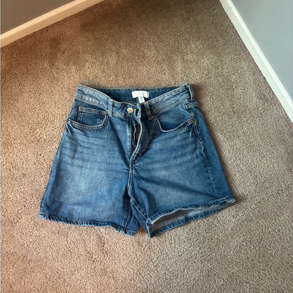 H&M Blue Jean Shorts High-Waisted Relaxed Fit
